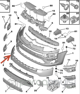 ÖN TAMPON KAPL.PLAST.C4 PC CITROEN ORJİNAL | 7452.KN