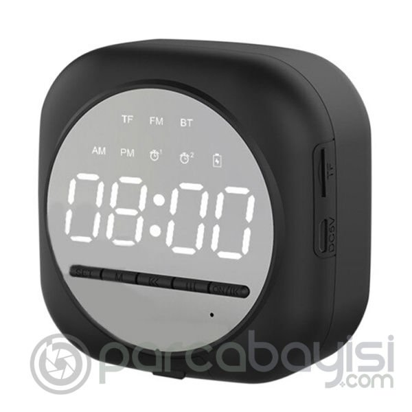 ALLY Q12 Bluetooth Hoparlör FM Radyo Dijital Masa Saati Alarm Uyandırma