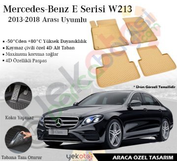 Mercedes E Serisi W213 2013-2018 Arası Uyumlu Araca Özel Lüks Bej Paspas