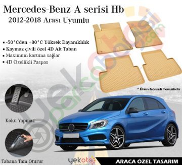 Mercedes A Serisi 2012-2018 Hb Arası Uyumlu Araca Özel Lüks Bej Paspas