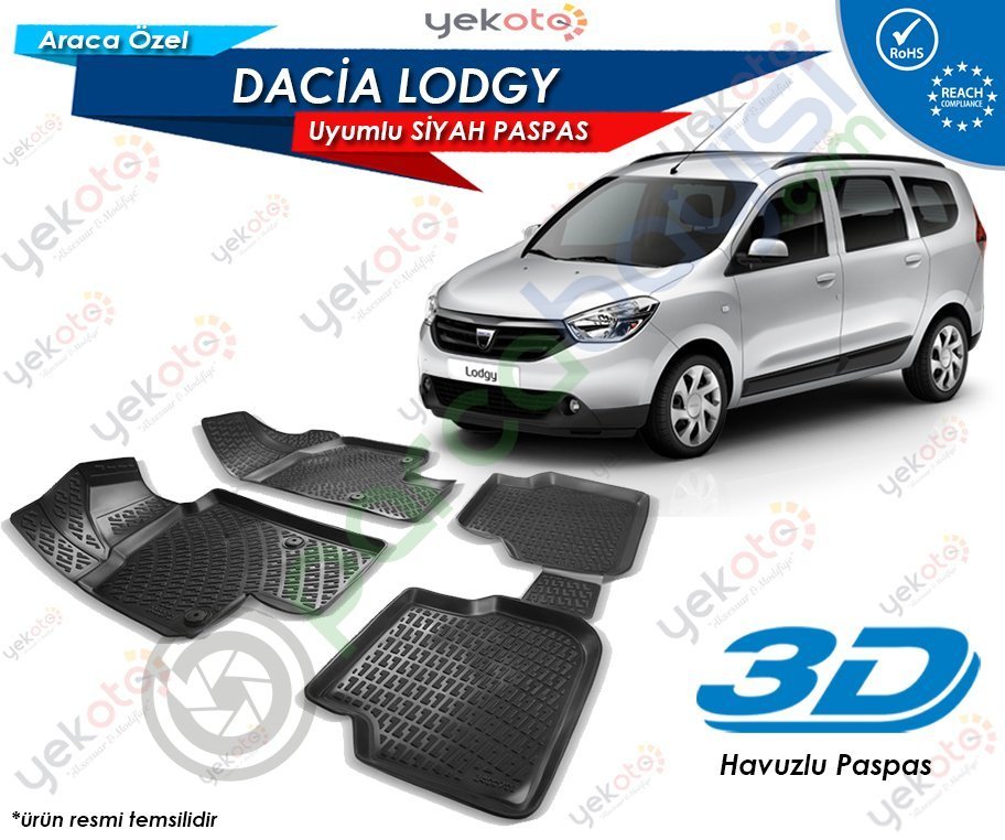 Dacia Lodgy Uyumlu Araca Özel 3D Havuzlu Paspas