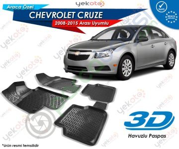 Chevrolet Cruze 2008-2015 Arası Uyumlu Araca Özel 3D Havuzlu Paspas