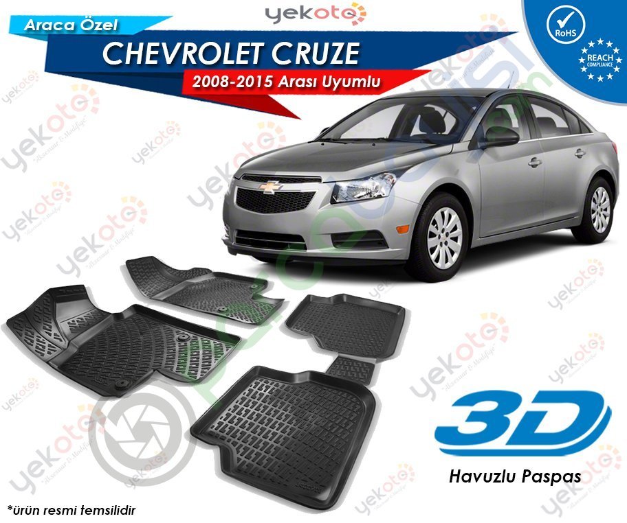 Chevrolet Cruze 2008-2015 Arası Uyumlu Araca Özel 3D Havuzlu Paspas
