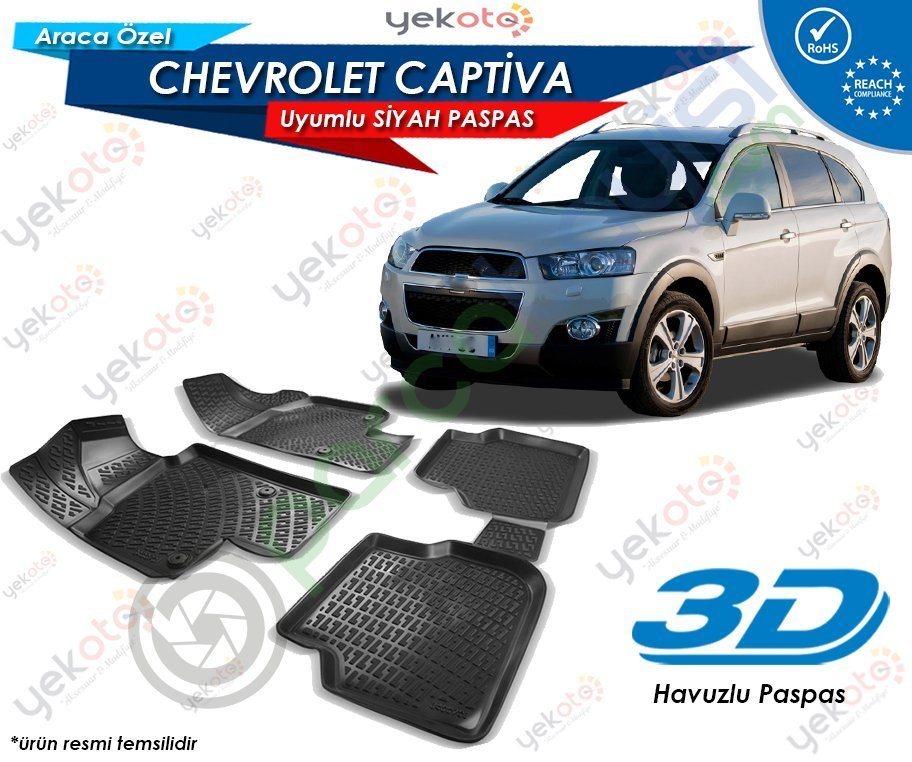 Chevrolet Captiva Uyumlu Araca Özel 3D Havuzlu Paspas