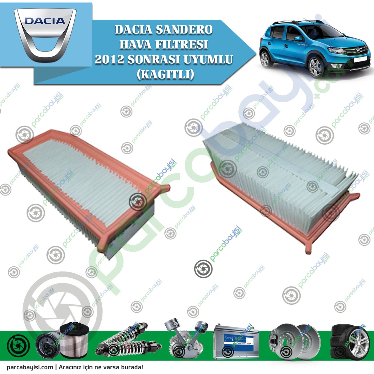 Dacia Sandero Hava Filtresi 2012 Sonrası Uyumlu Muadil (Kağıtlı)