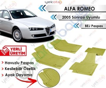 Alfa Romeo 2005 Sonrası Uyumlu Havuzlu Kesilebilir Bej Paspas