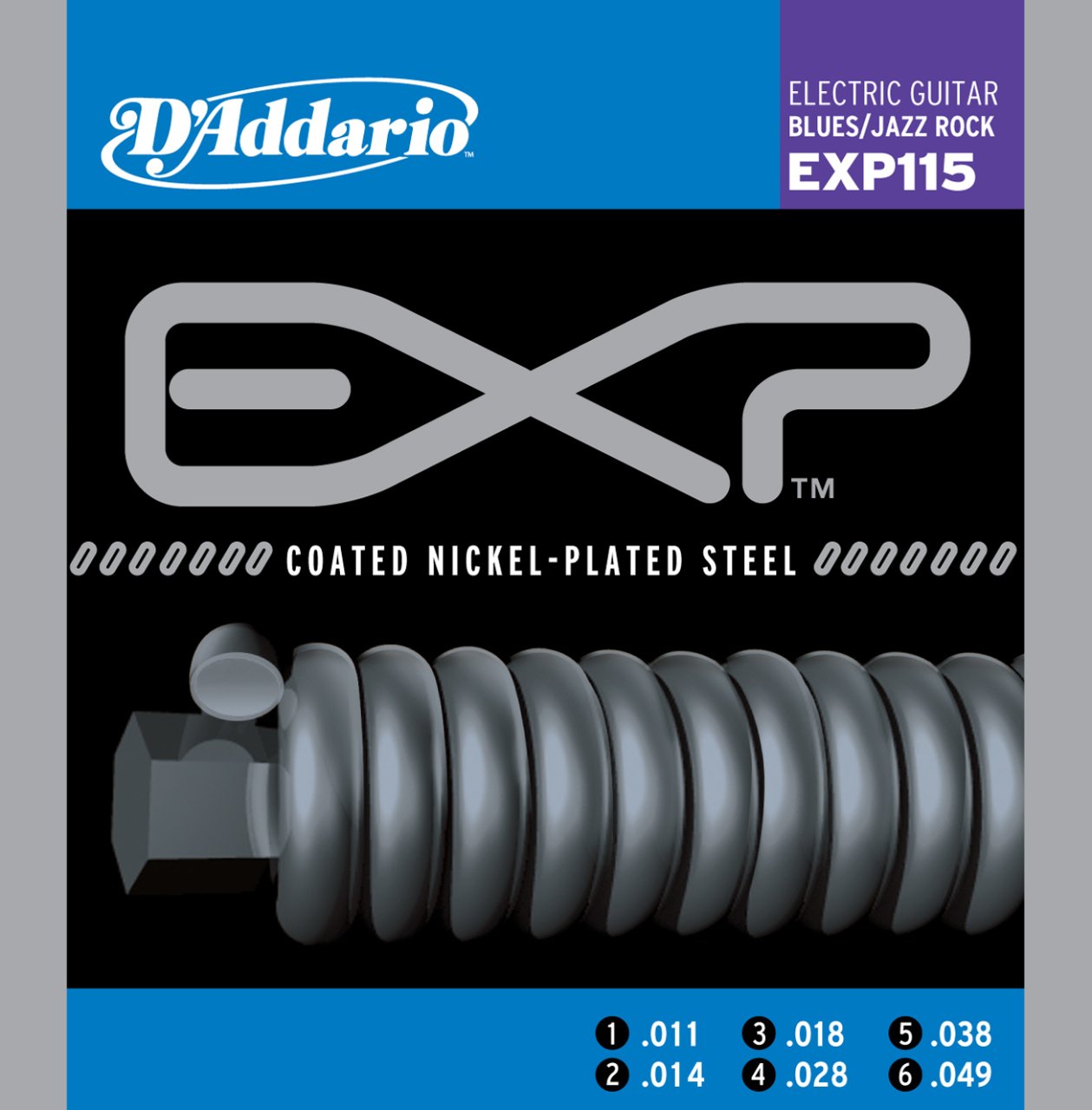 D'Addario EXP115 Nikel Kaplamalı Medium/Blues/Jazz 11-49