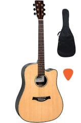 Valler VA555 Solid Top Cutaway Parlak Cilalı Akustik Gitar
