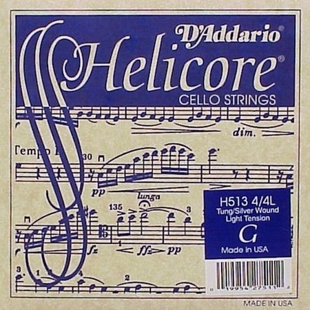 CELLO TEK TEL, HELICORE, G-SOL, LONG SCALE, MEDIUM TENSION, STRANDED STEEL CORE (BÜKÜMLÜ ÇELİK ÇEKİRDEK)/ TUNGSTEN -SILVER WOUND