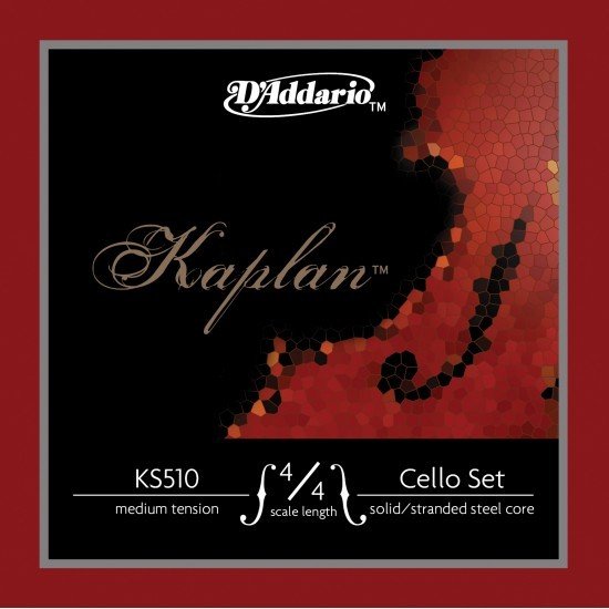 CELLO TEL SETİ, KAPLAN, 4/4 SCALE, MEDIUM TENSION, SOLID/STRANDED STEEL CORE