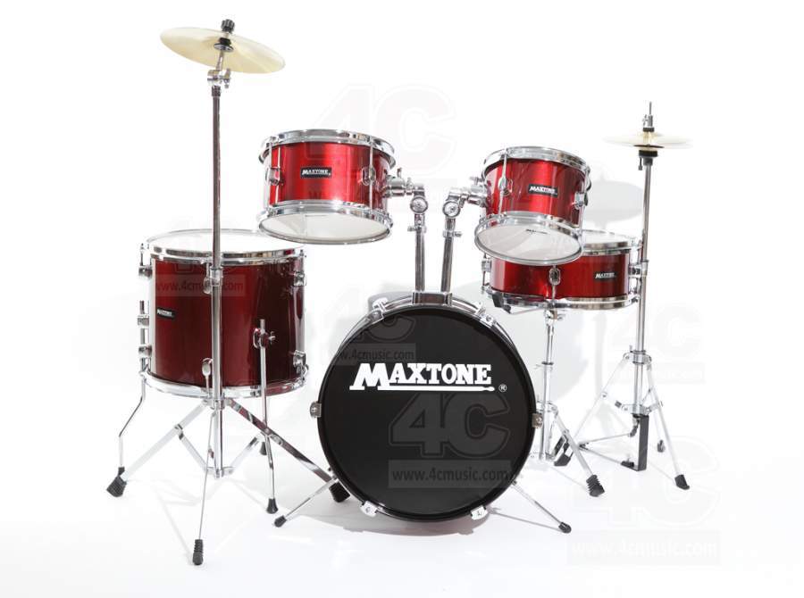 MAXTONE JUNIOR DAVUL SET 5 PARÇA (8''-10''-13''-14''-16'') METALİK KIRMIZI + ZİL VE TABURE + PEDAL