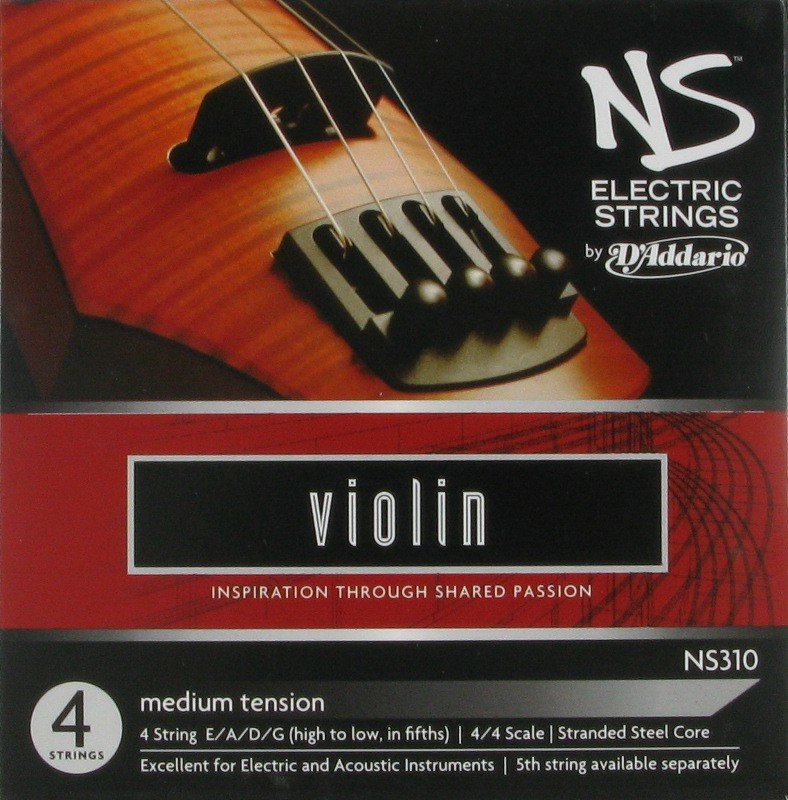 ELEKTRO VIOLIN TEL SETİ, NS, 4 TEL, SCALE 4/4, MEDIUM TENSION, E-Mİ/A-LA/D-RE/G-SOL, (HIGH TO LOW, IN FIFTHS), STRANDED STEEL CORE