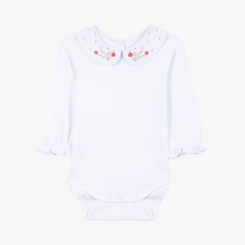 Kız Bebek Yakası Nakışlı Body