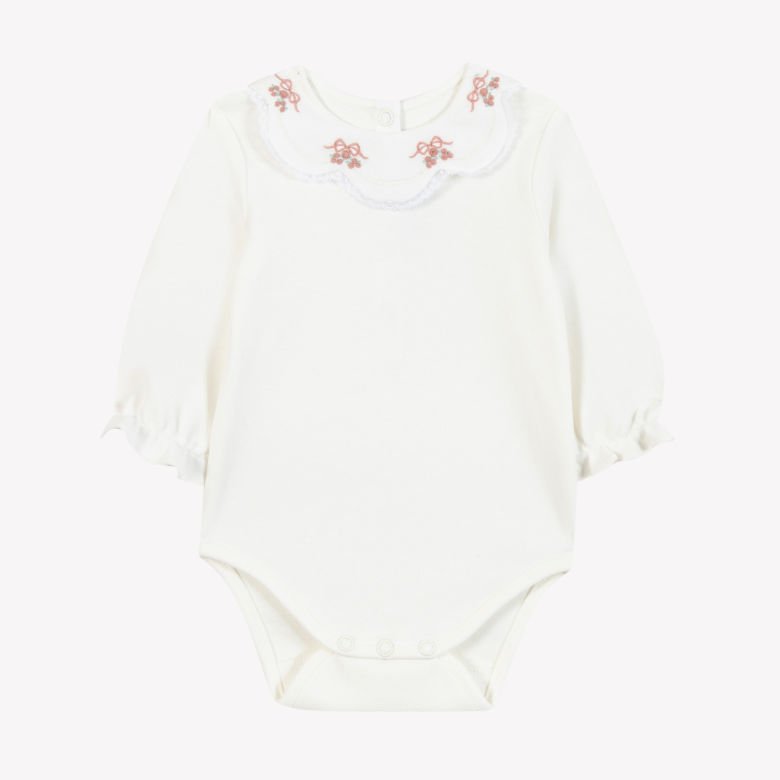 Kız Bebek Yakası Nakışlı Body
