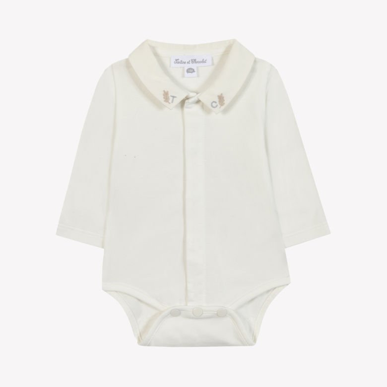 Erkek Bebek Yakası Nakışlı Body