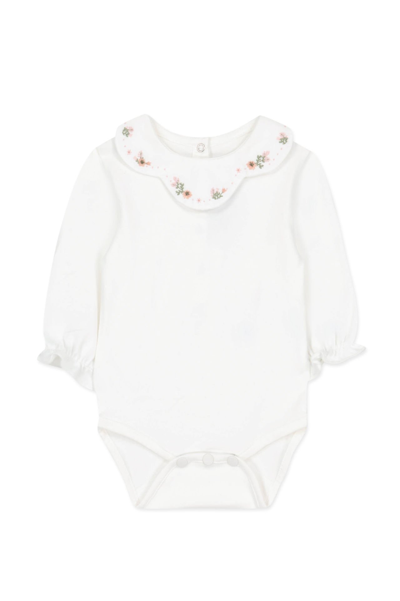 Kız Bebek Yakası Nakışlı Body