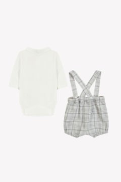 Erkek Bebek Askılı Şort + Body Takım