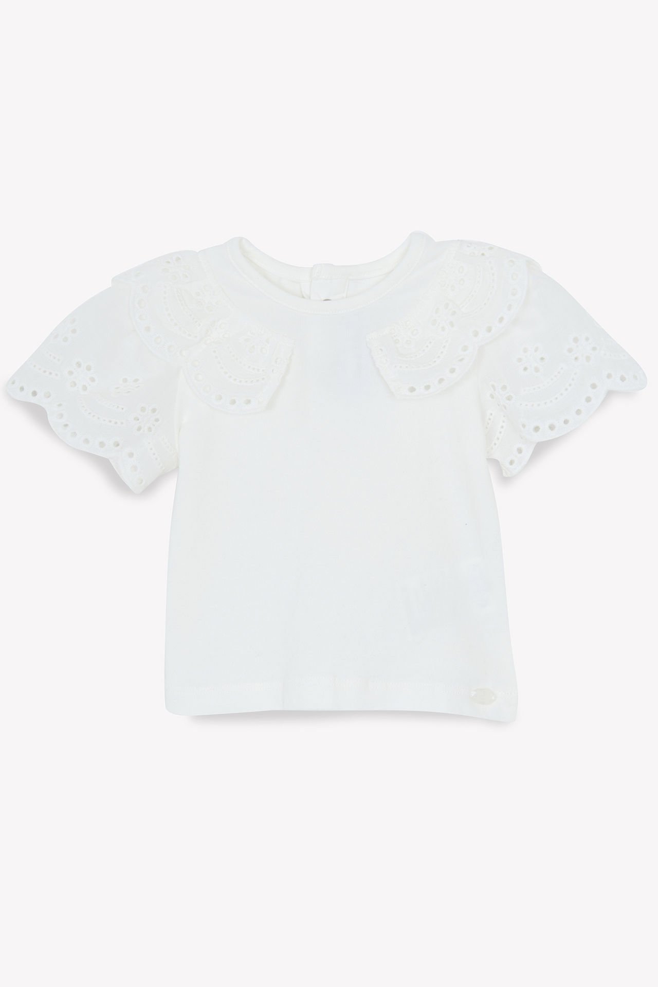 Dantel Yaka Detaylı Kız Bebek T-Shirt