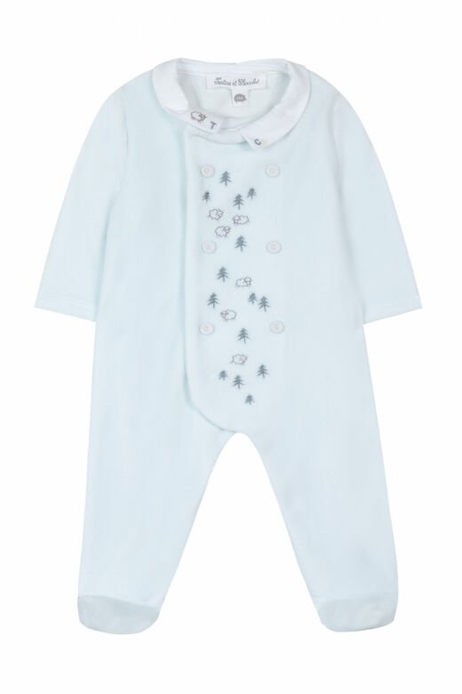 Erkek Bebek Önden Açılan Kadife Tulum