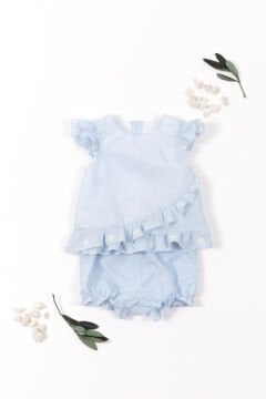 Kız Bebek Koton Bluz + Bloomer