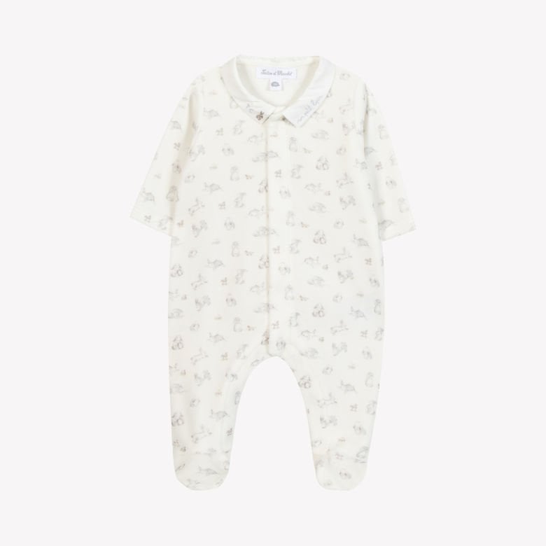 Tavşan Baskılı Kadife Bebek Tulum