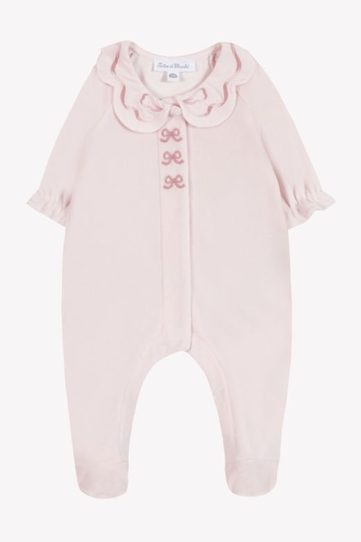 Kız Bebek Nakışlı Kadife Tulum