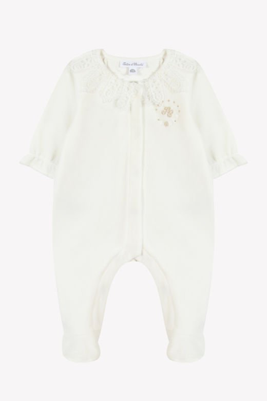 Kız Bebek Dantel Yakalı Kadife Tulum