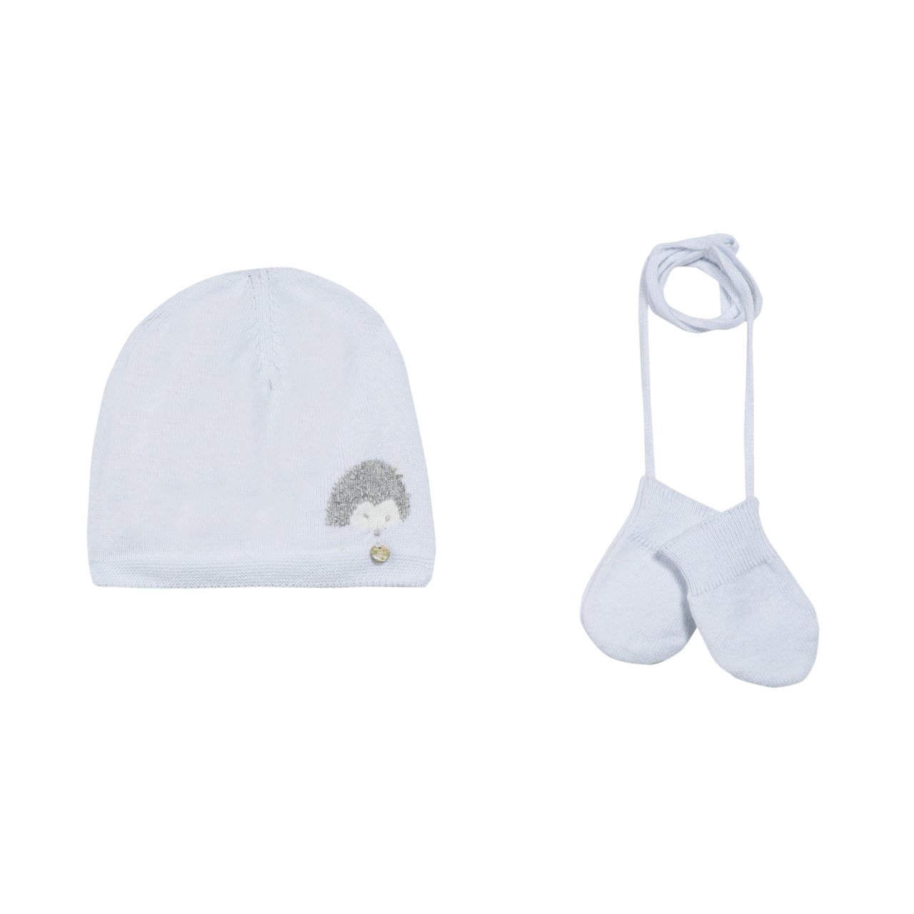 Erkek Bebek Kirpili Şapka+Eldiven Set