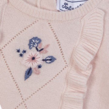 Kız Bebek Çiçek Nakışlı Kazak