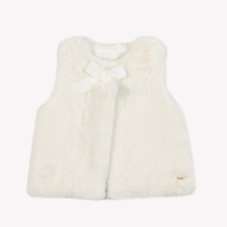 Kız Bebek Fiyonk Detaylı Kürk Yelek