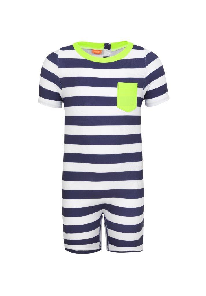 Erkek Bebek UV Korumalı Tulum Mayo Navy Stripe