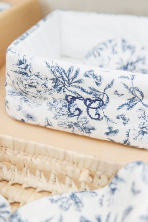 Bebek Malzeme Kutusu Toile de Jouy Marine