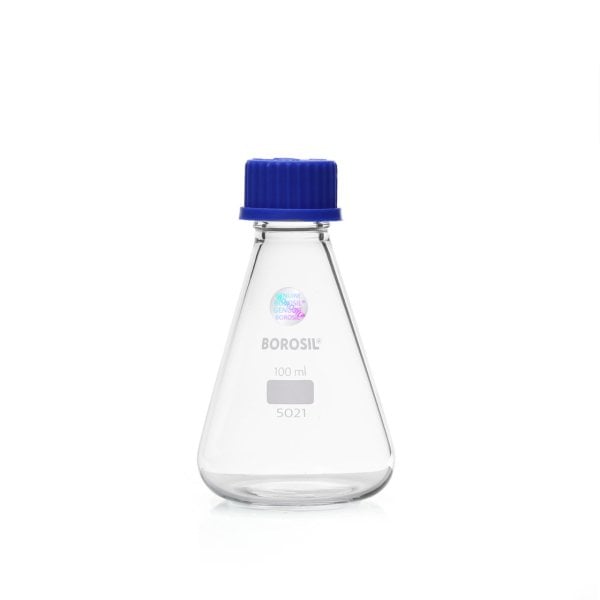 Borosil Cam Erlen 100 ml - Erlenmeyer Flask GL45 Kapaklı