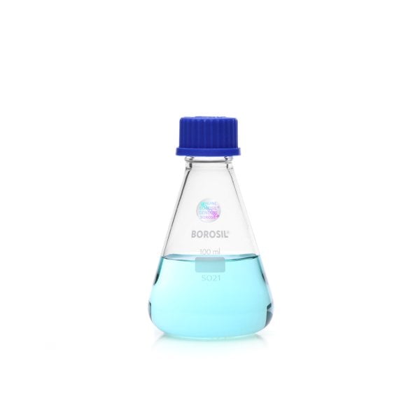 Borosil Cam Erlen 100 ml - Erlenmeyer Flask GL45 Kapaklı