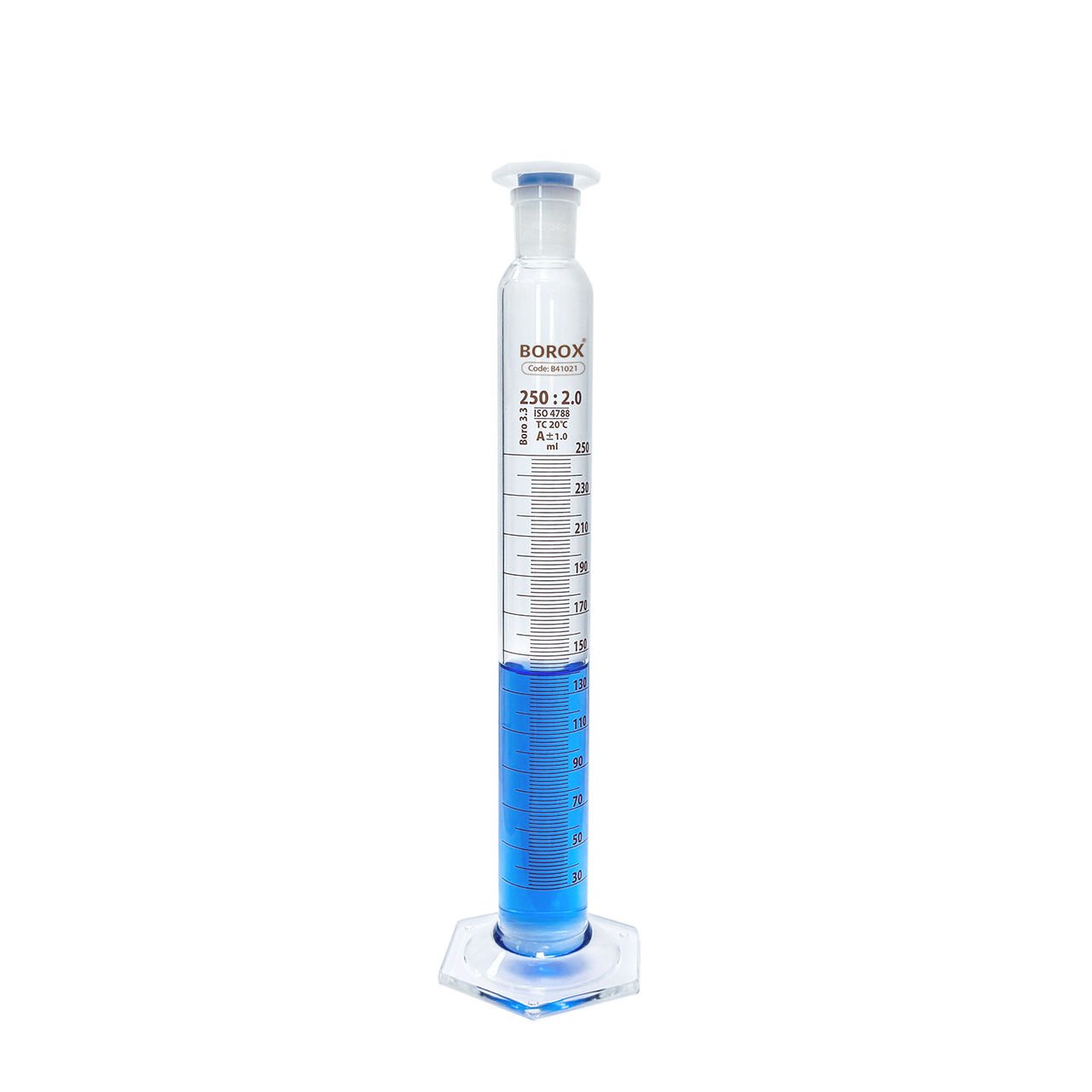 Borox Cam Çalkalamalı Mezür 250 ml - Plastik Tıpalı Dereceli Silindir
