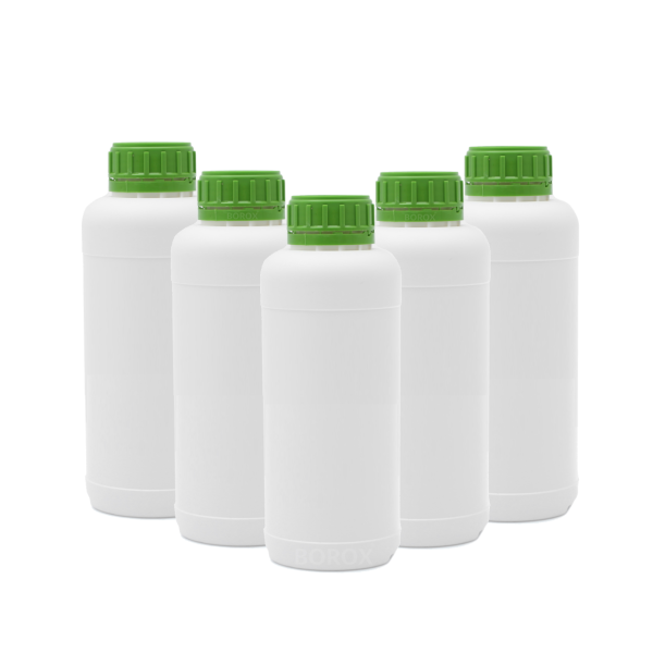Borox Plastik Yuvarlak Şişe 500 ml - Yeşil Kapaklı 5 Adet