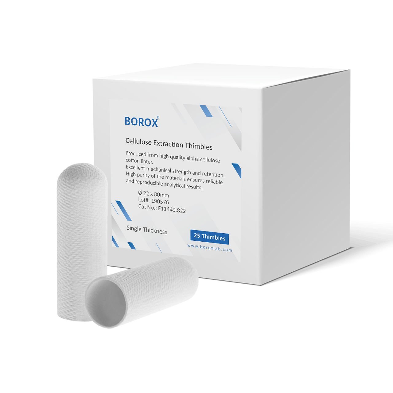 Borox Soxhlet Ekstraksiyon Kartuşu - Selüloz - 22x80mm Kartuş Filtre