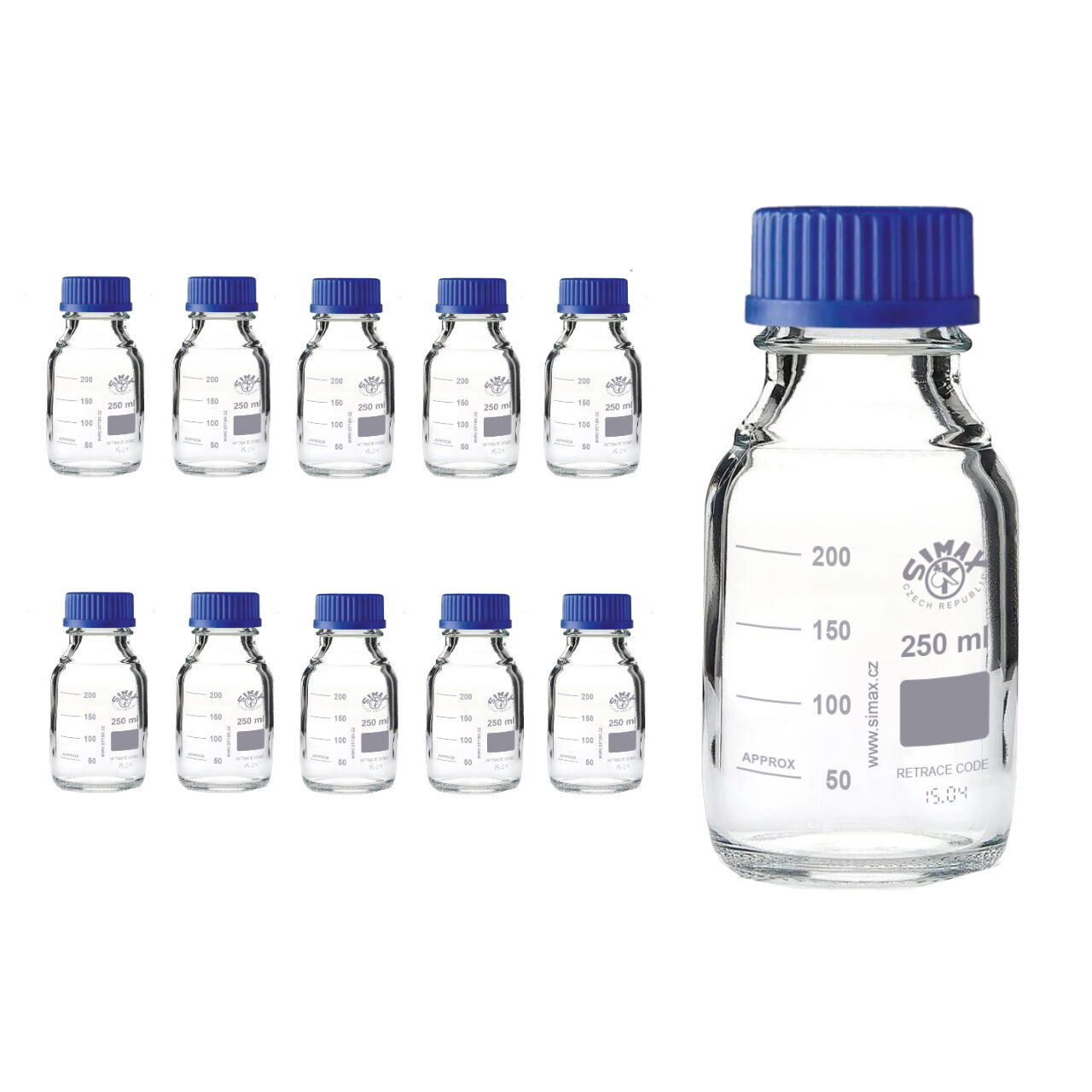 Simax Cam Otoklav Şişe 250 ml - Vida Kapaklı Boş Şişe - 10 Adet Toptan