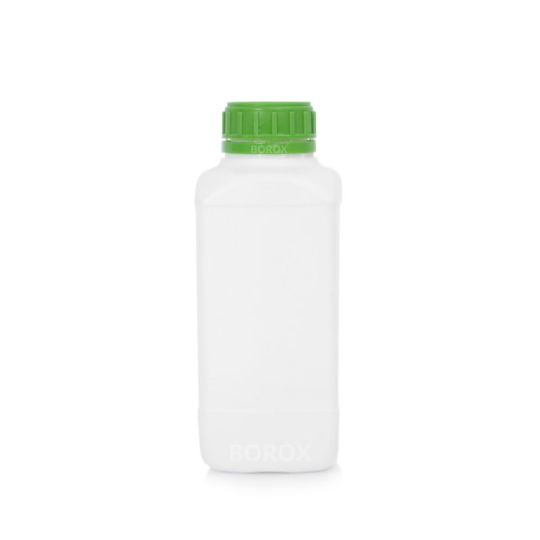 Borox Plastik Kare Şişe 1000 ml - Yeşil Kapaklı Şişe 50 Adet