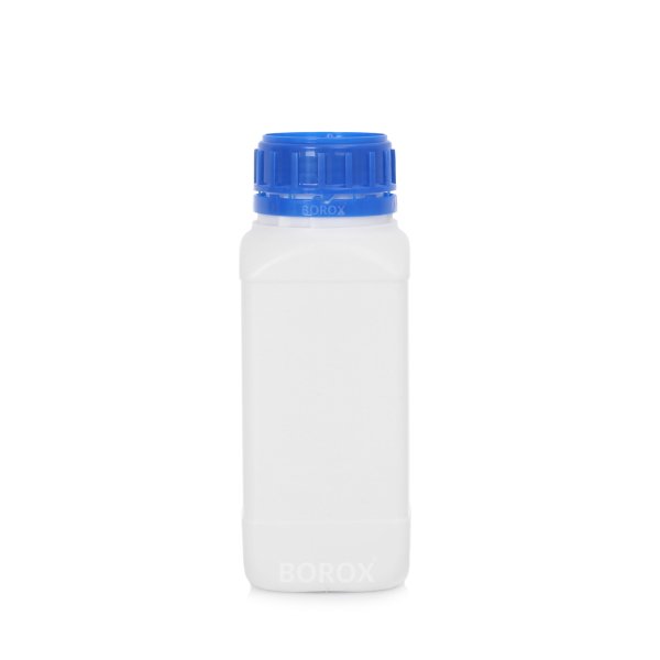 Borox Plastik Kare Şişe 500 ml - Mavi Kapaklı Şişe 5 Adet
