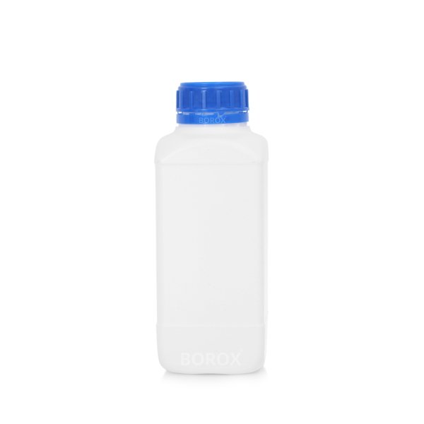Borox Plastik Kare Şişe 1000 ml - Mavi Kapaklı Şişe 50 Adet