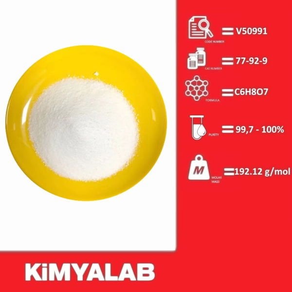 Kimyalab Sitrik Asit Susuz 1 Kg - Farma Kalite - Citric Acid Anhydrous