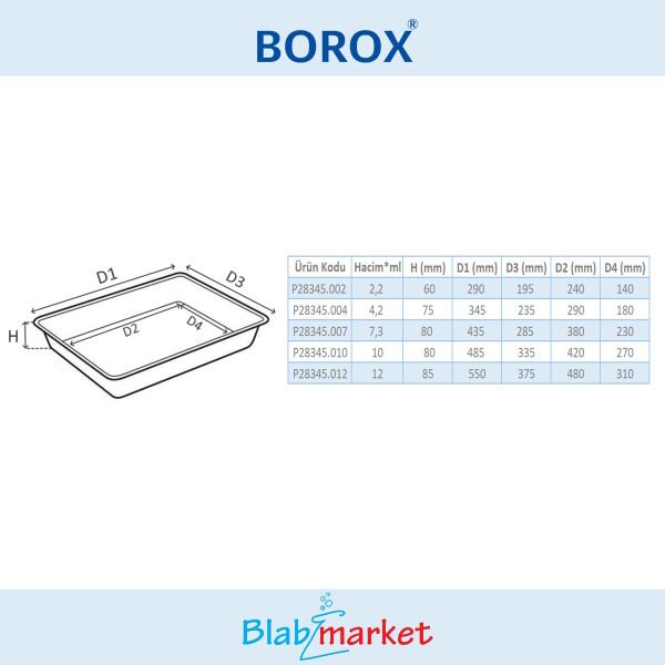 Borox Numune Taşıma Tepsisi 7,3L - PP Tepsi Numune Kabı 10lu