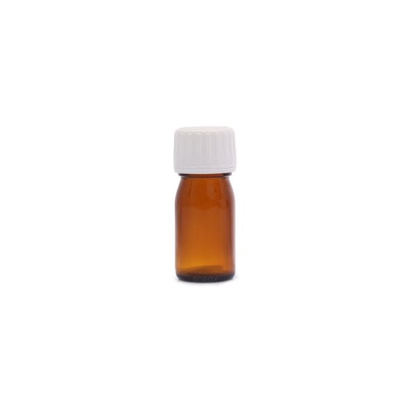 Borox Amber Cam Şişe 30 ml - Beyaz Kilitli Kapaklı Şişe 30cc