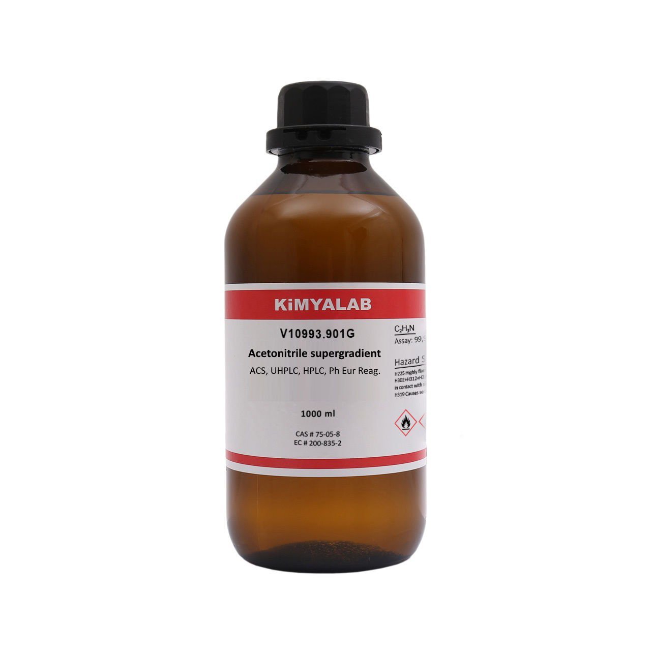 Kimyalab Asetonitril 1 Litre - Acetonitrile Reag Ph Eur for HPLC ACS