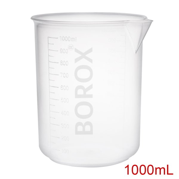 Borox Plastik Beher 1000ml - Kabartma Ölçülü Beaker - 50Adet