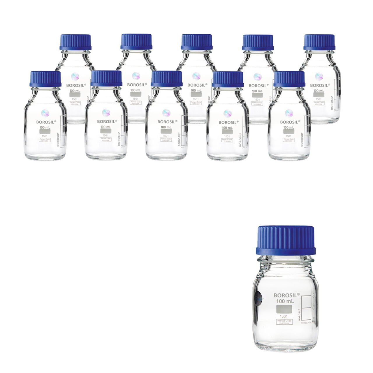 Borosil Cam Otoklav Şişe 100ml - Vida Kapaklı Şişe - 10 Adet Toptan