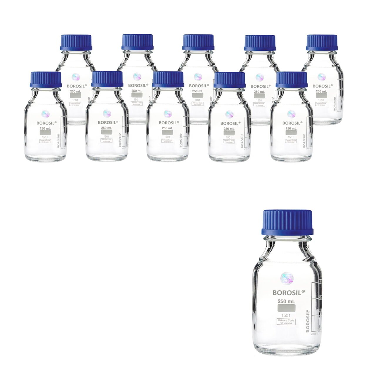 Borosil Cam Otoklav Şişe 250ml - Vida Kapaklı Şişe - 10 Adet Toptan