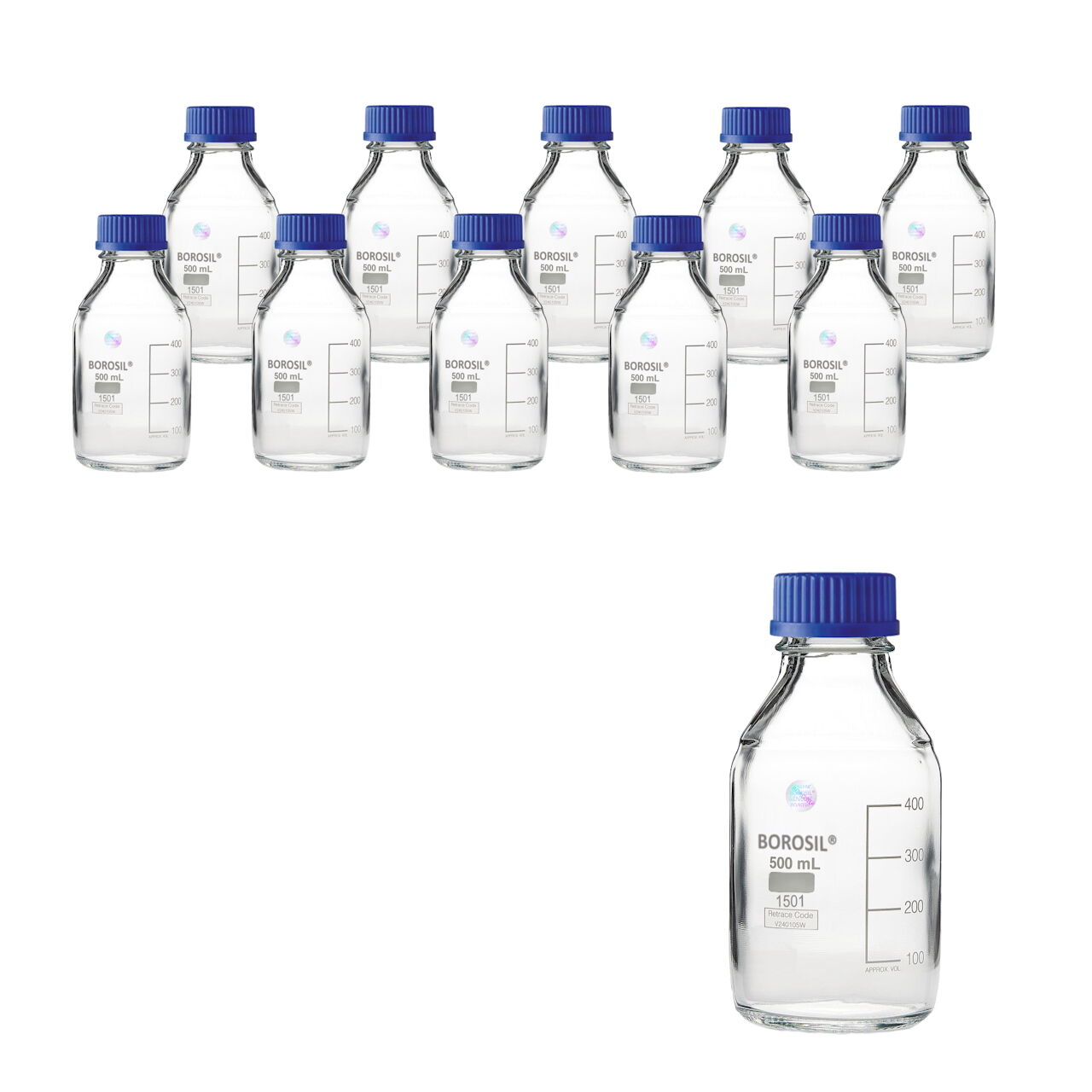 Borosil Cam Otoklav Şişe 500ml - Vida Kapaklı Şişe - 10 Adet Toptan