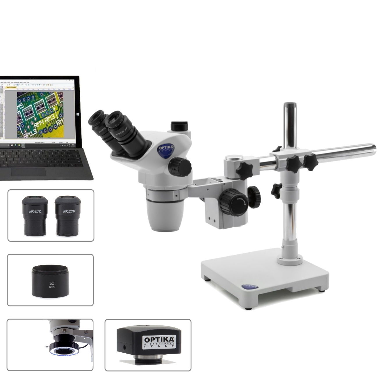 OPTİKA Kameralı Trinoküler Stereo Zoom Mikroskop 180x Büyütme